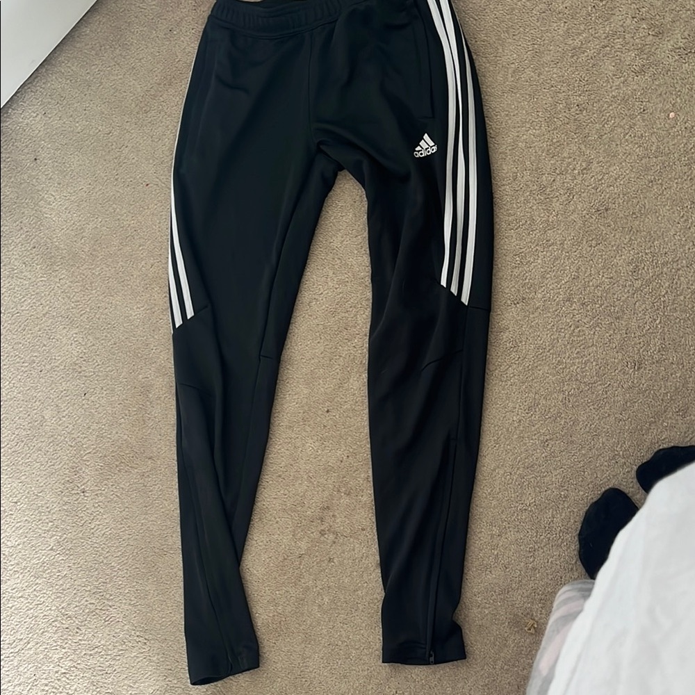 Adidas Black Track Pants with Tapered Fit